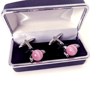 Pink Tiger's Eye Cuff-links